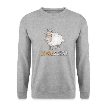haarschaf - Unisex Pullover - Weißgrau meliert - Vorne - Alina (178cm) & Michal (187cm)