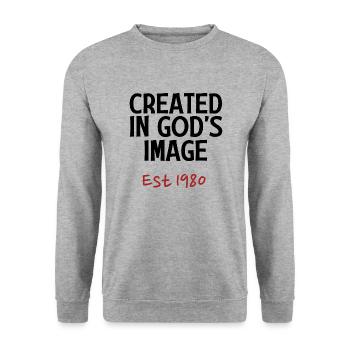 Created in God's Image Est 1980 - Unisex Sweatshirt - salt & pepper - Front - Alina (178cm) & Michal (187cm)