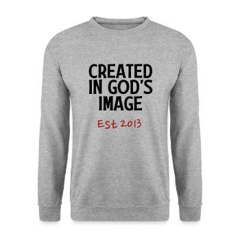 Créé à l’image de Dieu Est 2013 - Sweat-shirt Unisexe - gris chiné - Devant - Alina (178cm) & Michal (187cm)