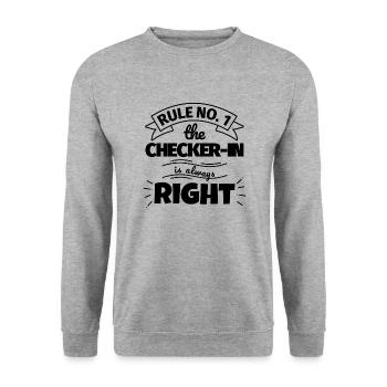 CHECKER-IN funny gift - Unisex Sweatshirt - salt & pepper - Front - Alina (178cm) & Michal (187cm)