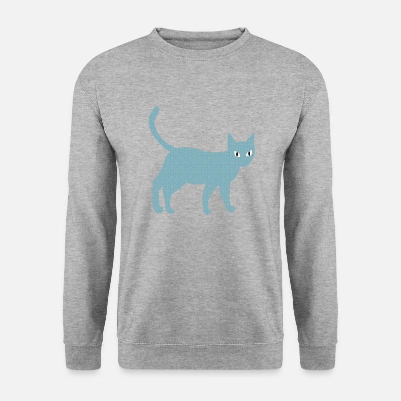 Katze mit Vintagemuster - Unisex Pullover - Weißgrau meliert