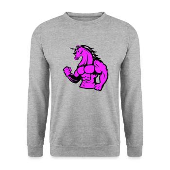 strong unicorn - Unisex Pullover - Weißgrau meliert - Vorne - Alina (178cm) & Michal (187cm)