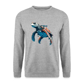 La tortue a la plongée comme passe-temps - Sweat-shirt Unisexe - gris chiné - Devant - Alina (178cm) & Michal (187cm)