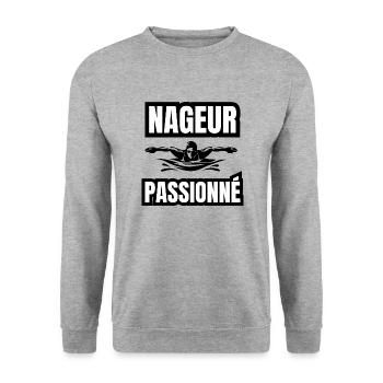 nageur passionné - Sweat-shirt Unisexe - gris chiné - Devant - Alina (178cm) & Michal (187cm)