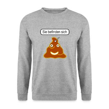 Sie befinden sich - Unisex Pullover - Weißgrau meliert - Vorne - Alina (178cm) & Michal (187cm)