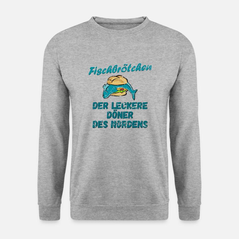 Fischbrötchen - der leckere Döner des Nordens - Unisex Pullover - Weißgrau meliert