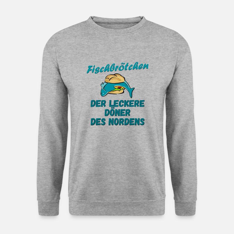 Fischbrötchen - der leckere Döner des Nordens - Unisex Pullover - Weißgrau meliert