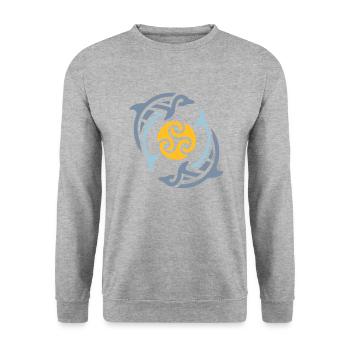 Dauphins tribaux - Sweat-shirt Unisexe - gris chiné - Devant - Alina (178cm) & Michal (187cm)