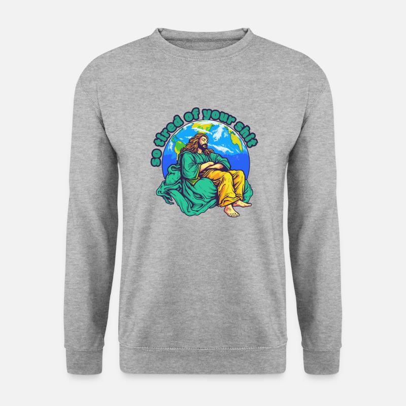 Tired Jesus - Unisex Pullover - Weißgrau meliert