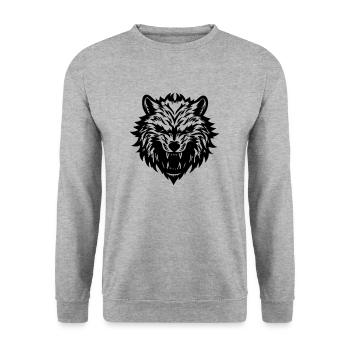 Wolf - Unisex Pullover - Weißgrau meliert - Vorne - Alina (178cm) & Michal (187cm)