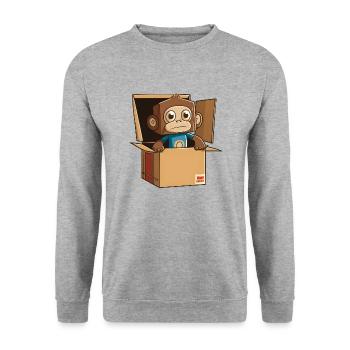 Super Cute monkey - Unisex Sweatshirt - salt & pepper - Front - Alina (178cm) & Michal (187cm)