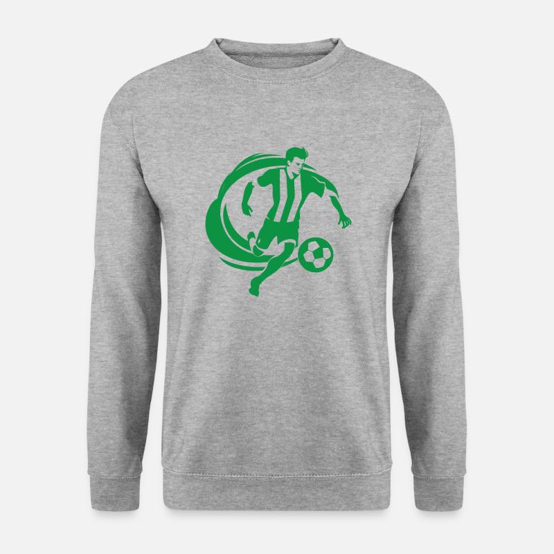 Fussball Fan grün - Unisex Pullover - Weißgrau meliert