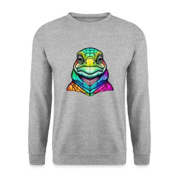 Schildkröte - Unisex Pullover - Weißgrau meliert - Vorne - Alina (178cm) & Michal (187cm)