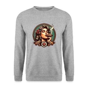 Cigar Love - Unisex Sweatshirt - salt & pepper - Front - Alina (178cm) & Michal (187cm)