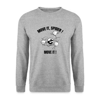 Beth die Spinne - Basketball (Textversion) - Unisex Pullover - Weißgrau meliert - Vorne - Alina (178cm) & Michal (187cm)