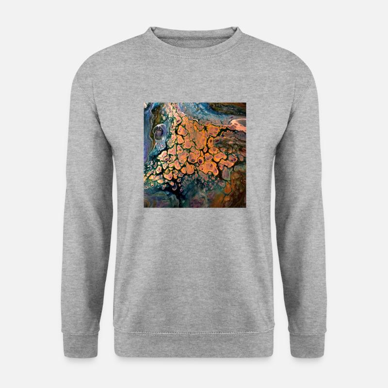 Gelb-Gold und Rot-Gold - Unisex Pullover - Weißgrau meliert