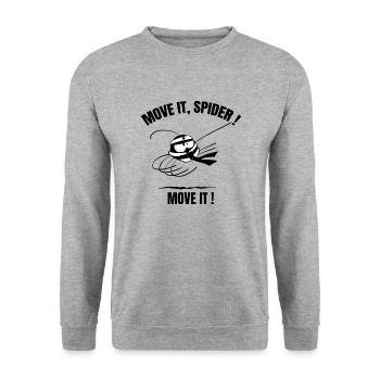 Beth the Spider - Karate (mit Text) - Unisex Pullover - Weißgrau meliert - Vorne - Alina (178cm) & Michal (187cm)