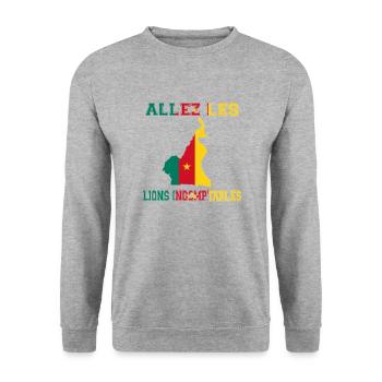 Allez Les Lions Indomptables Maillot de Pied - Sweat-shirt Unisexe - gris chiné - Devant - Alina (178cm) & Michal (187cm)