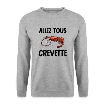 allez tous crevette - Sweat-shirt Unisexe - gris chiné - Devant - Alina (178cm) & Michal (187cm)
