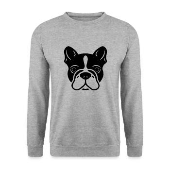 Französische Bulldogge - Unisex Pullover - Weißgrau meliert - Vorne - Alina (178cm) & Michal (187cm)