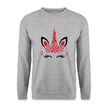 Einhorn süße Regenbogen lustige Einhörner magische Fantasie - Unisex Pullover - Weißgrau meliert - Vorne - Alina (178cm) & Michal (187cm)