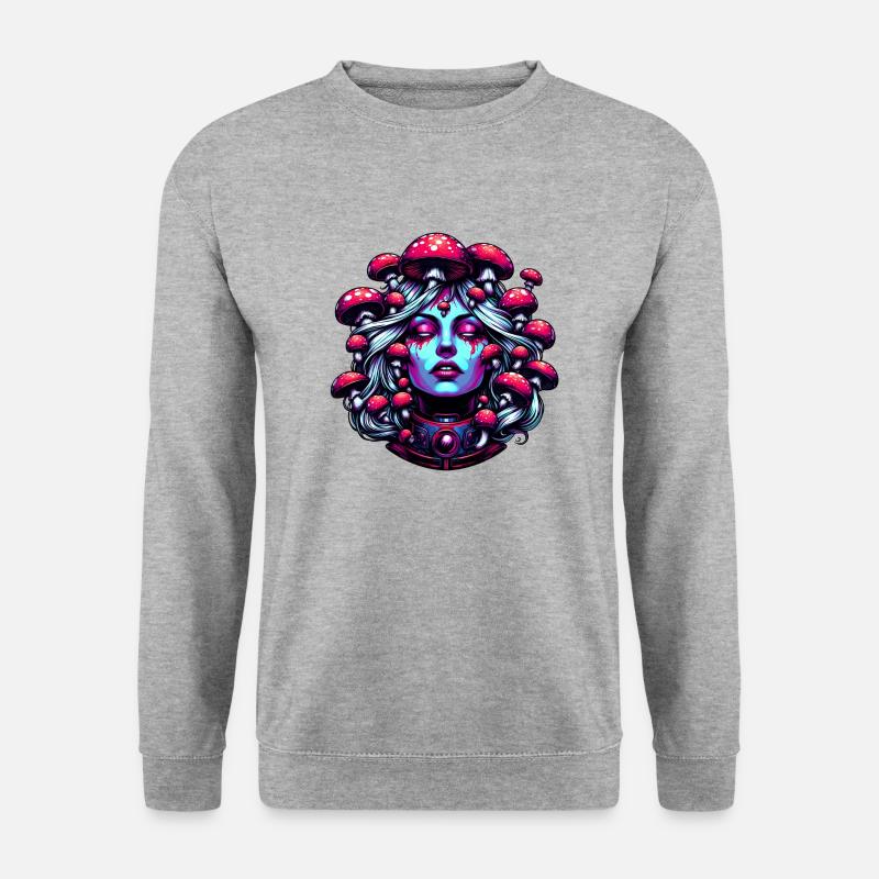 Psychedelische Pilzschönheit - Unisex Pullover - Weißgrau meliert