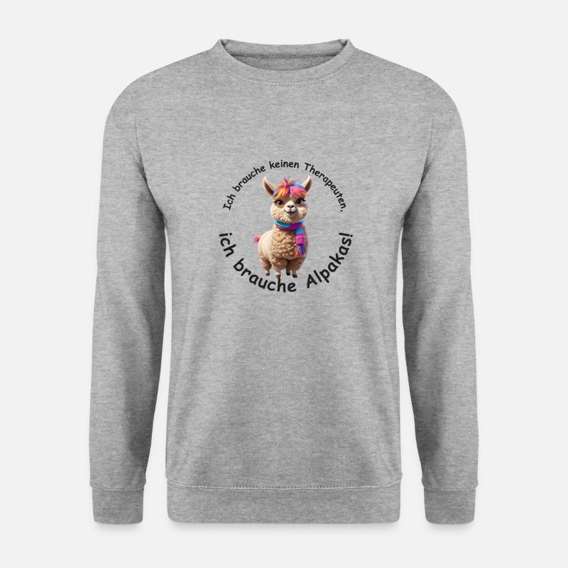 Ich brauche Alpakas - Unisex Pullover - Weißgrau meliert