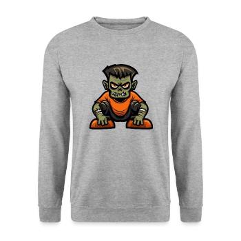Bande dessinée d’Halloween zombie - Sweat-shirt Unisexe - gris chiné - Devant - Alina (178cm) & Michal (187cm)