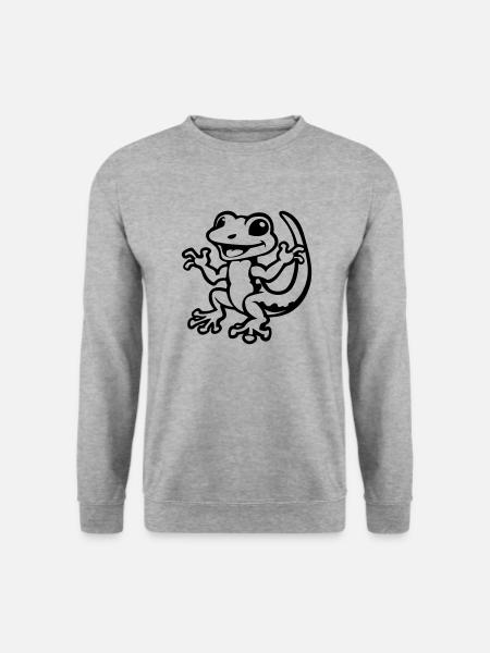 gecko tier - Unisex Pullover - Weißgrau meliert
