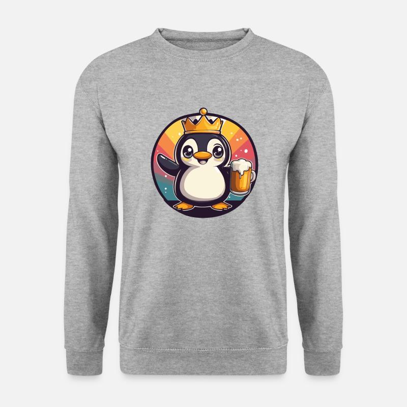Pinguin Bier Comic - Unisex Pullover - Weißgrau meliert
