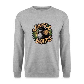 jungle gorille musique - Sweat-shirt Unisexe - gris chiné - Devant - Alina (178cm) & Michal (187cm)