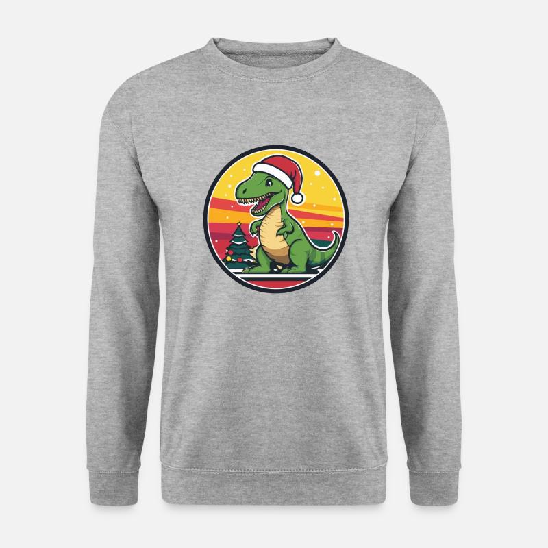Dinosaurier T-Rex Weihnachten Tier - Unisex Pullover - Weißgrau meliert