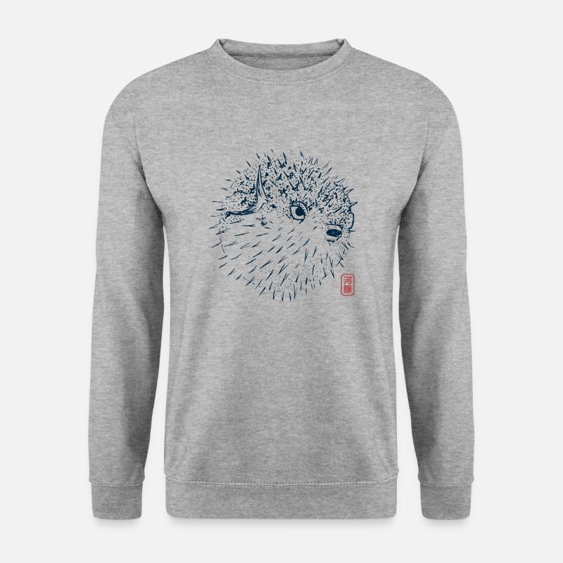 Pufferfisch - Unisex Pullover - Weißgrau meliert