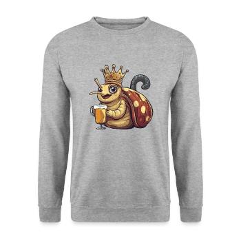 Schnecke Bier Lustig - Unisex Pullover - Weißgrau meliert - Vorne - Alina (178cm) & Michal (187cm)