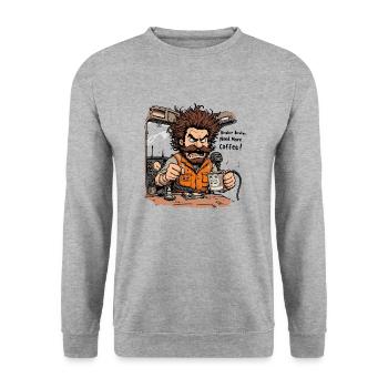 drôle de chauffeur de camion camionneur café radio - Sweat-shirt Unisexe - gris chiné - Devant - Alina (178cm) & Michal (187cm)