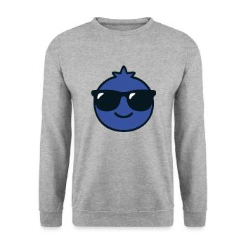 Blaubeer-Kopf - Unisex Pullover - Weißgrau meliert - Vorne - Alina (178cm) & Michal (187cm)
