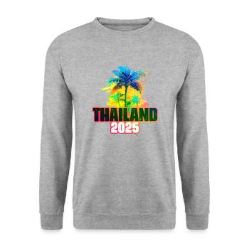 Thailand 2025 Bunt Palmen - Unisex Pullover - Weißgrau meliert - Vorne - Alina (178cm) & Michal (187cm)