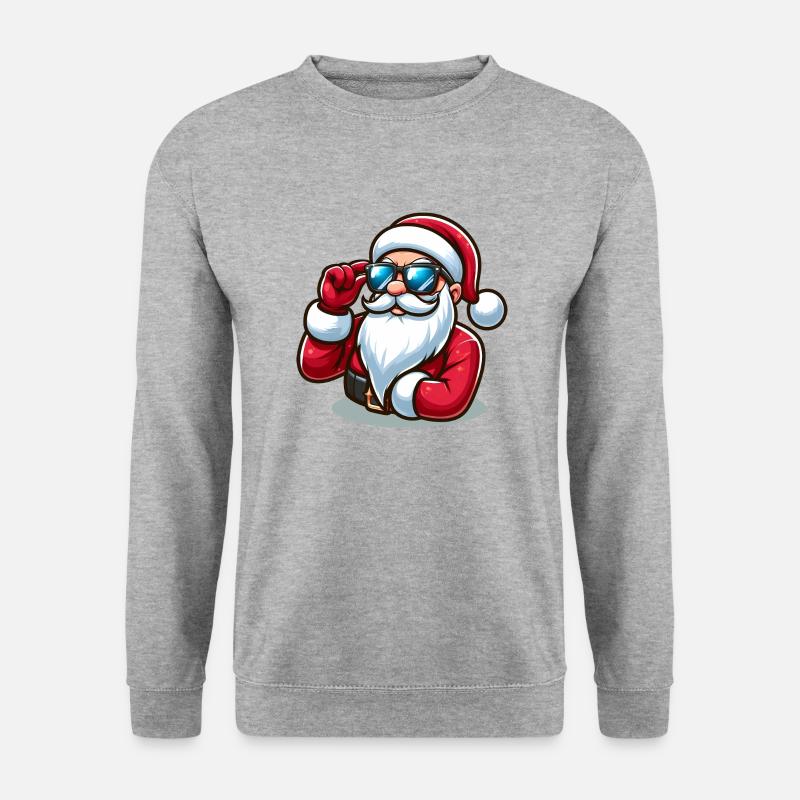 Cooler Weihnachtsmann mit Sonnenbrille - Unisex Pullover - Weißgrau meliert
