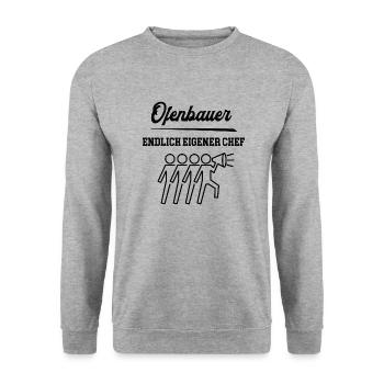 Ofenbauer Chef Selbstständigkeit Firma Gründen - Unisex Pullover - Weißgrau meliert - Vorne - Alina (178cm) & Michal (187cm)