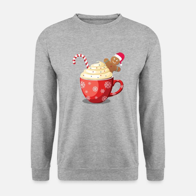 Weihnachtliche Schokotasse - Unisex Pullover - Weißgrau meliert