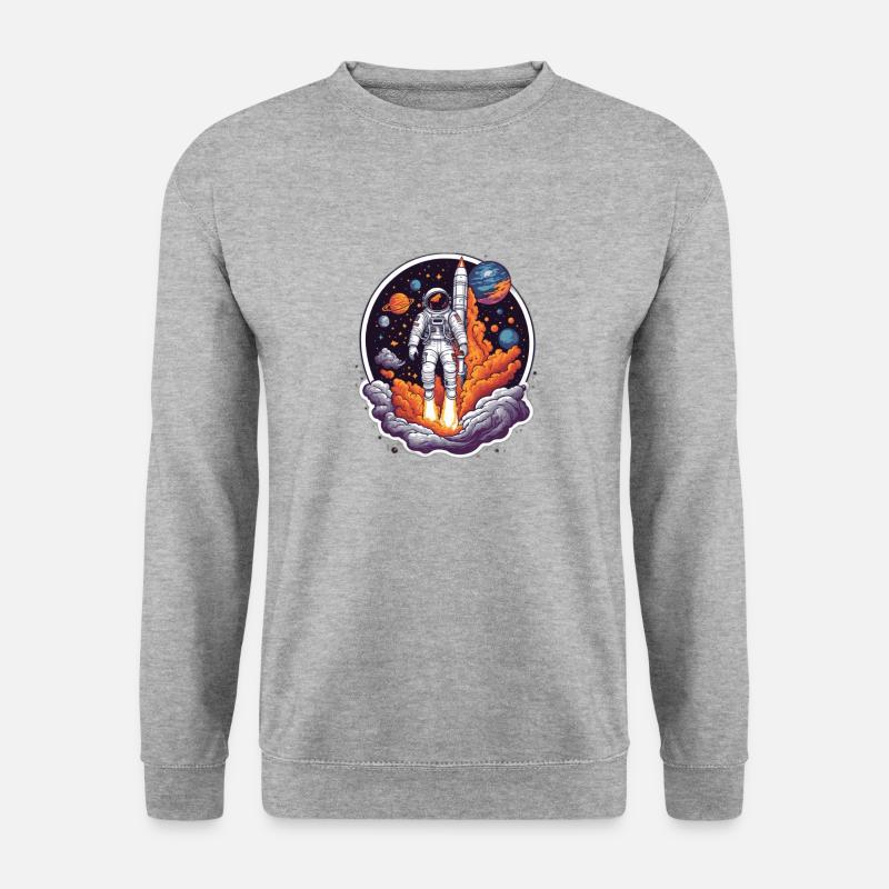Raketenstart Universum - Unisex Pullover - Weißgrau meliert