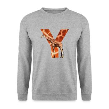girafe y - Sweat-shirt Unisexe - gris chiné - Devant - Alina (178cm) & Michal (187cm)