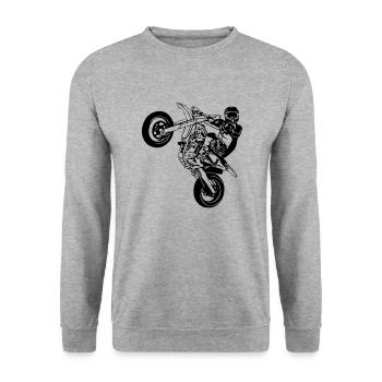 Supermoto - Unisex Pullover - Weißgrau meliert - Vorne - Alina (178cm) & Michal (187cm)