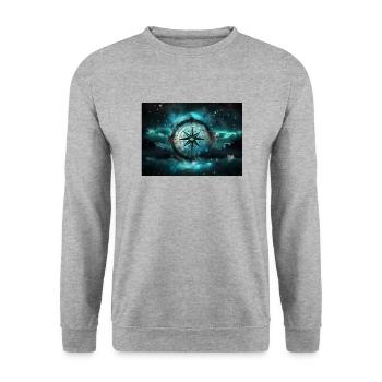 Nacht kompass - Unisex Pullover - Weißgrau meliert - Vorne - Alina (178cm) & Michal (187cm)