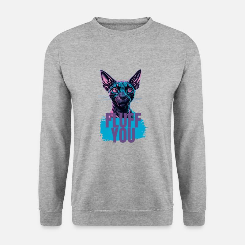 Fluff You Cool Cat Design - Unisex Pullover - Weißgrau meliert