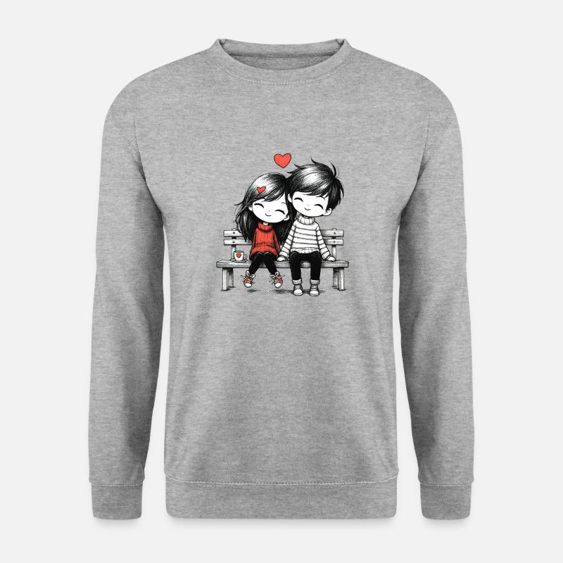 Süßes Paar Liebhaber - Unisex Pullover - Weißgrau meliert