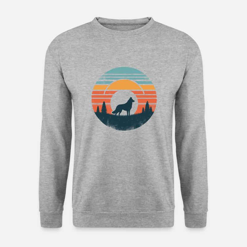 Malinois Vintage Sunset - Unisex Pullover - Weißgrau meliert