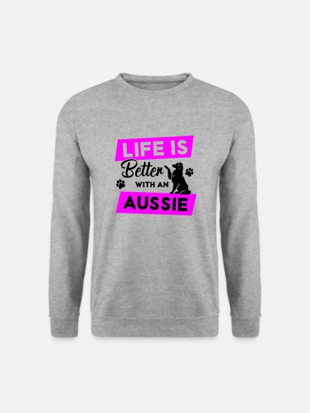 Life is Better with an Aussie - Vektor Design - Unisex Pullover - Weißgrau meliert