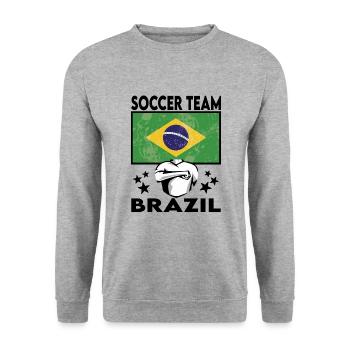 Brazil Soccer Football 2022 WM - Sweat-shirt Unisexe - gris chiné - Devant - Alina (178cm) & Michal (187cm)