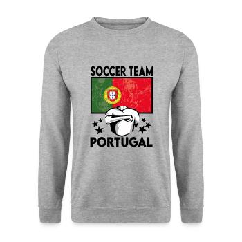 Portugal Soccer Football 2022 WM - Sweat-shirt Unisexe - gris chiné - Devant - Alina (178cm) & Michal (187cm)